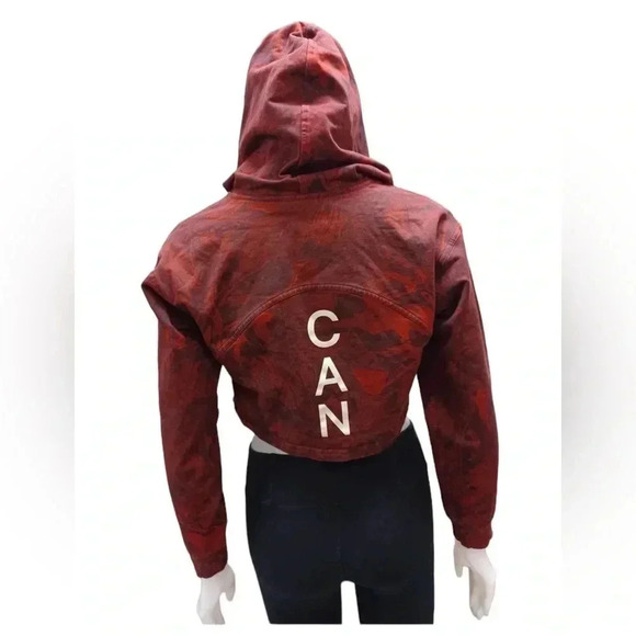 Lululemon Team Canada All Yours Cropped Hoodie  Red Multi Size 6 - Picture 2 of 10